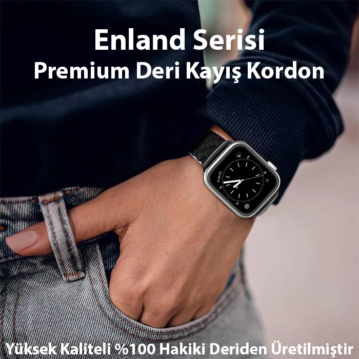 Dux Ducis Apple Watch 38/40/41MM için Enland Serisi Premium Deri Kayış Kordon-(5775)