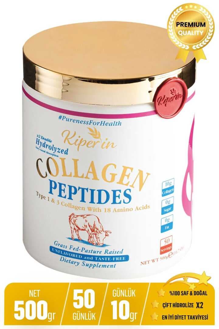 Kiperin Collagen %100 Saf Ve Doğal Yüksek Biyoaktif Çift Hidrolize Kolajen Peptitler içeren Diyet Takviyesi(50günlük)