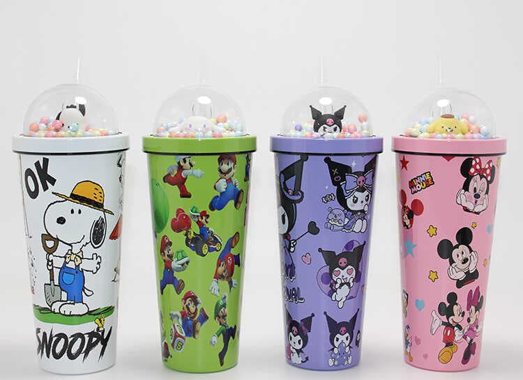 Sevimli Anime Karakterli Pipetli Termos &amp; Suluk