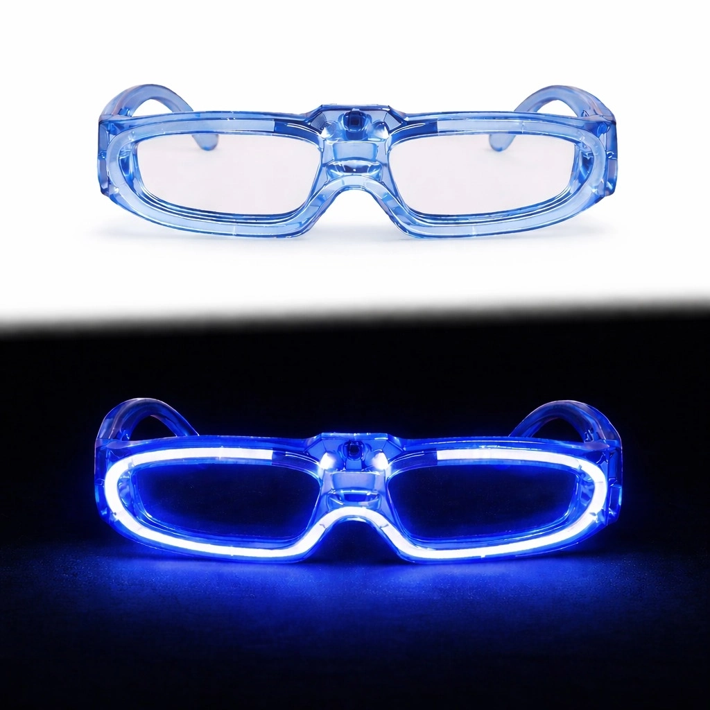 Mavi Led Işıklı Parti Gözlüğü 3 Modlu – Glow  Gece Eğlence Gözlüğü