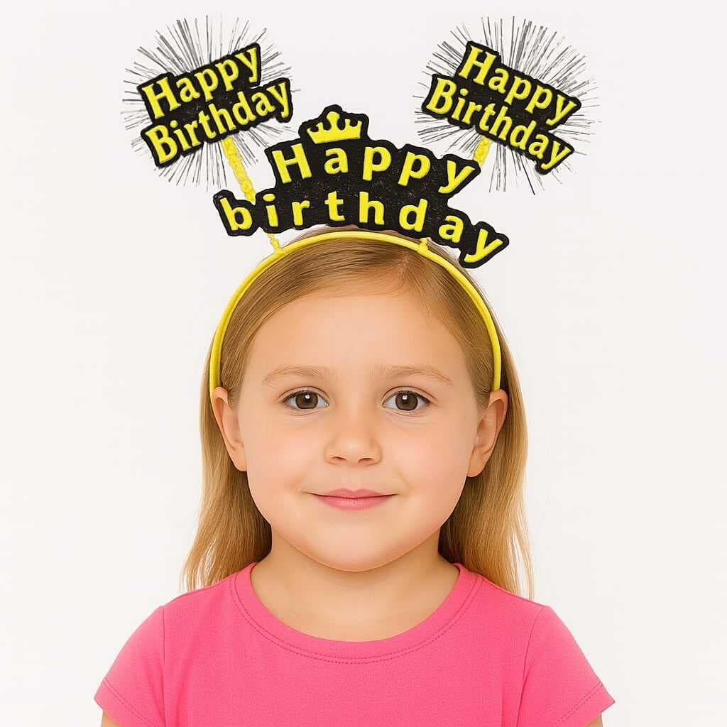 Doğum Günü Kutlaması İçin Sarı Taç – Işıltılı Yazılı Parti Tacı (5430)