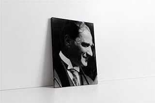 Tablosa Siyah Beyaz Atatürk Gülerke Portresi Kavas Tablo 50x70 cm KA02080