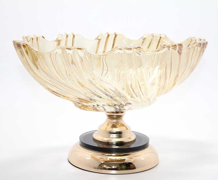 Lüks Ayaklı Kristal Cam Gondol Sunumluk Gold Detaylı