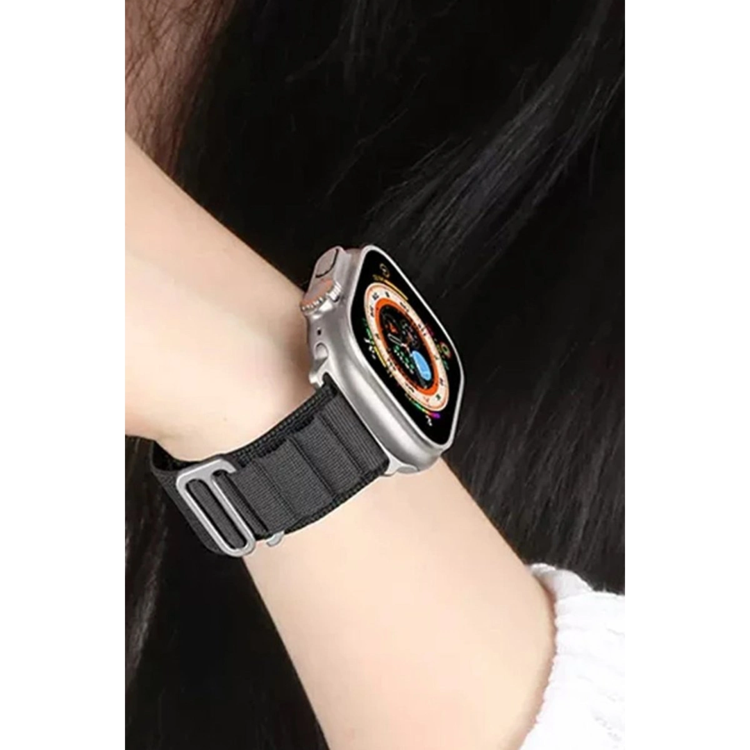 Apple Watch Ultra 49mm Mountain Kordon (SAAT DEĞİLDİR) - Siyah-turuncu