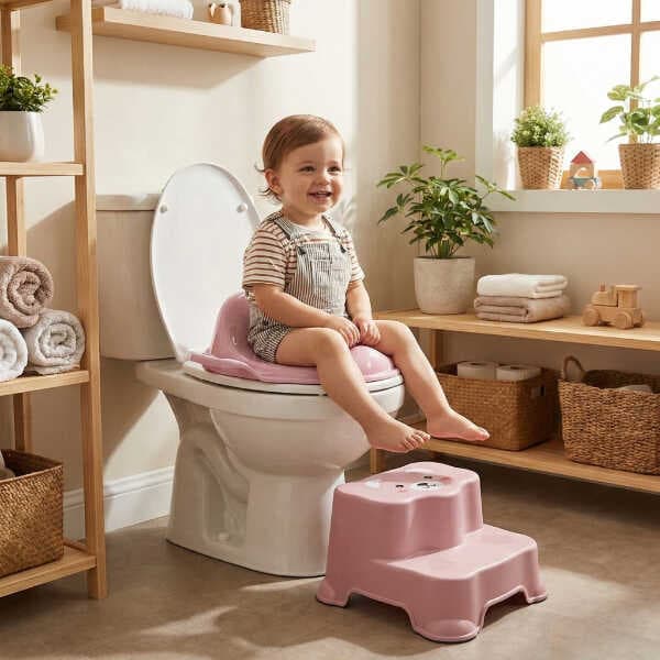 Pembe Kulplu Çocuk Klozet Adaptörü