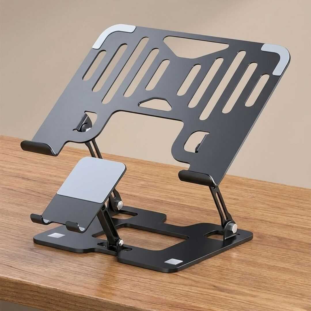 2’si 1 Arada Laptop ve Telefon Standı – AlüMetal Ayarlanabilir,Katlanabilir,Ergonomik Yükseltici (5430)