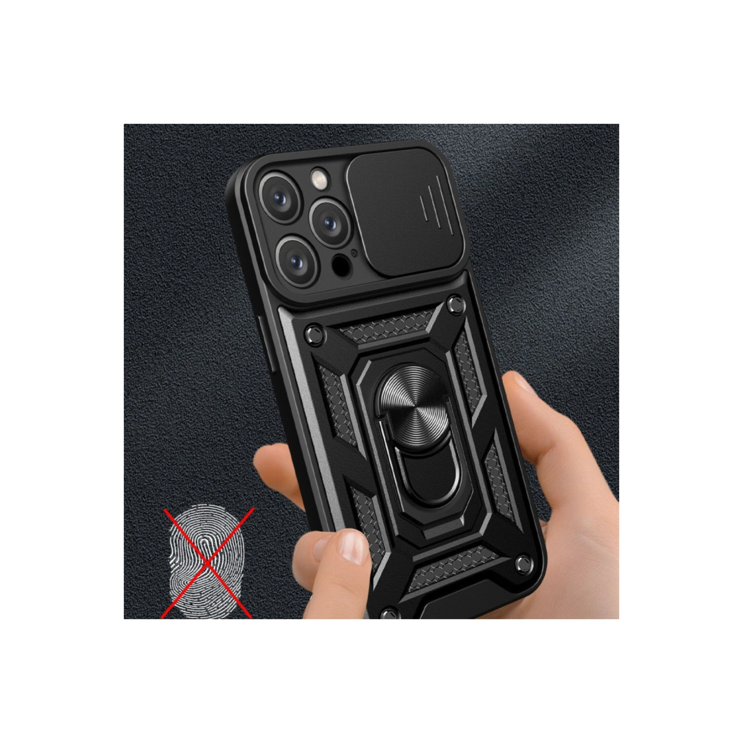 Apple İphone 16 Pro Max Kılıf Pars Lens Yüzüklü Silikon - Kırmızı