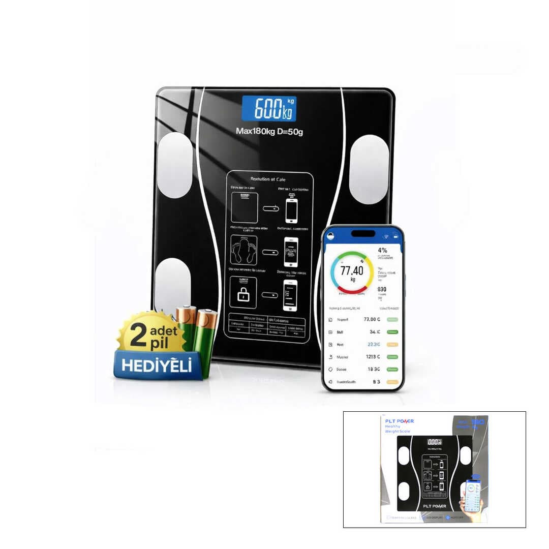 BLUETOOTH - VÜCUT ANALİZLİ DİJİTAL BASKÜL TERAZİ TARTI 180KG/50G YAĞ -SU -KAS ORAN -BMI (5430)