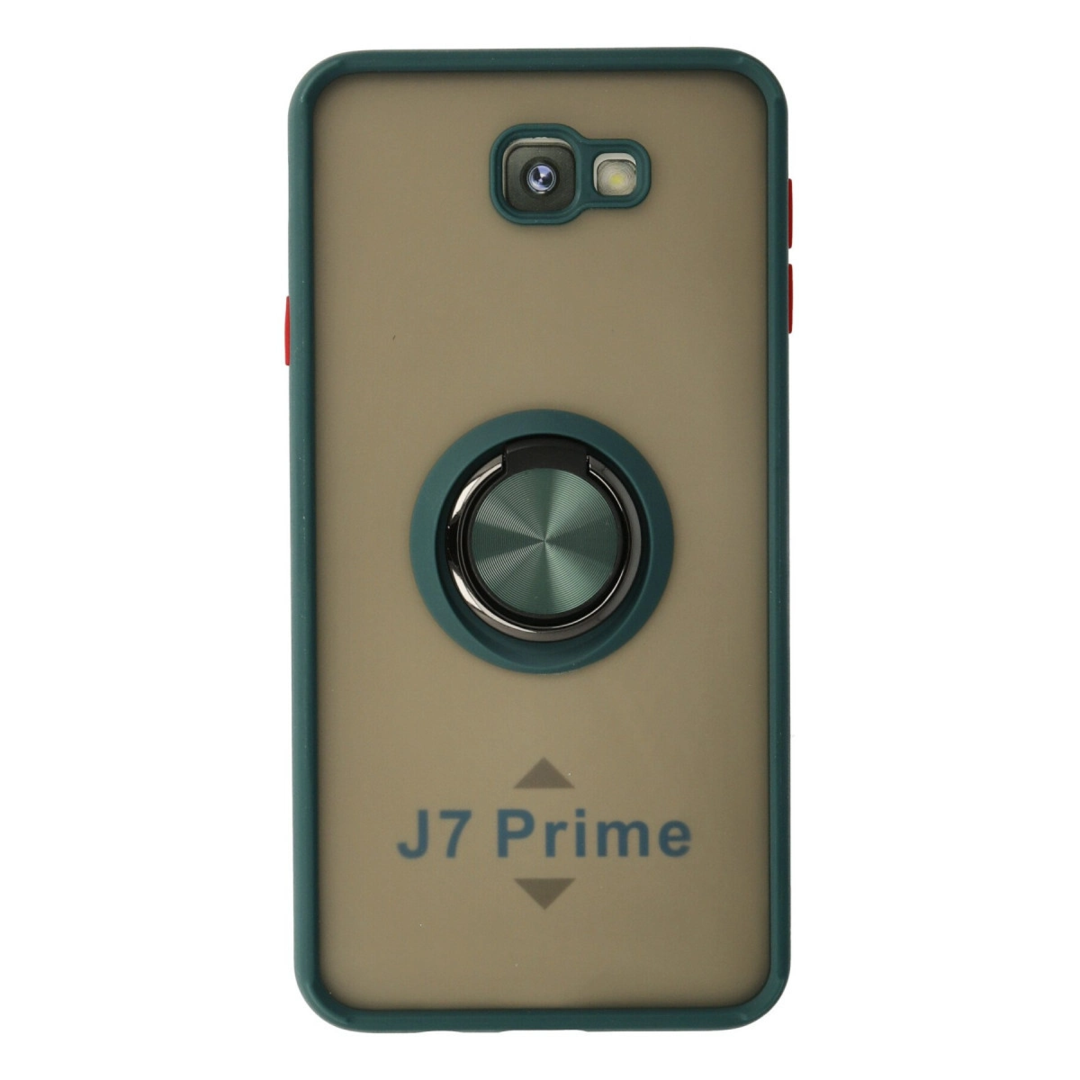 Samsung Galaxy J7 Prime Kılıf Montreal Yüzüklü Silikon Kapak - Yeşil