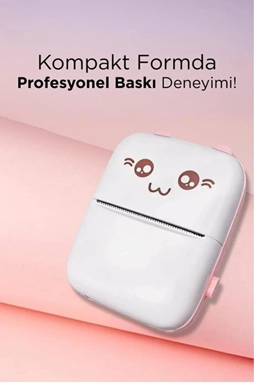 Mini Fotoğraf Yazıcı Kablosuz Etiket Yazıcı Baskı Makinesi Ios Android Uyumlu Termal Printer Pembe