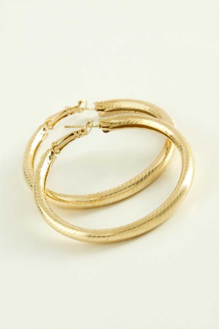 Çizgili Boru Halka Küpe 4,5 cm