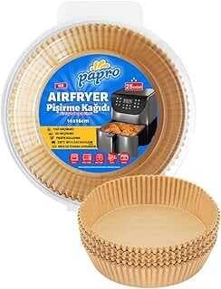 Papro Airfryer Pişirme Kağıdı,Fritöz Yağlı Kağıdı Tek Kullaımlık Fırı,Fritöz Pişirme kağıdı 25'li 16CM