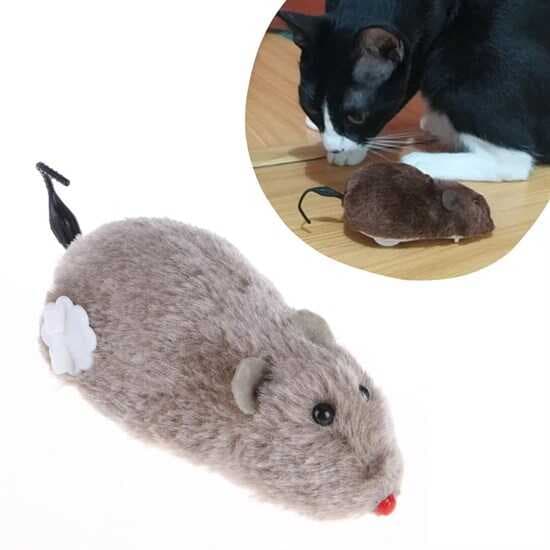 Kurmalı Kedi Eğitim Oyuncağı Tüylü Peluş Fare Yakalama İnteraktif Sevimli Eğlenceli Oyuncak (5430)