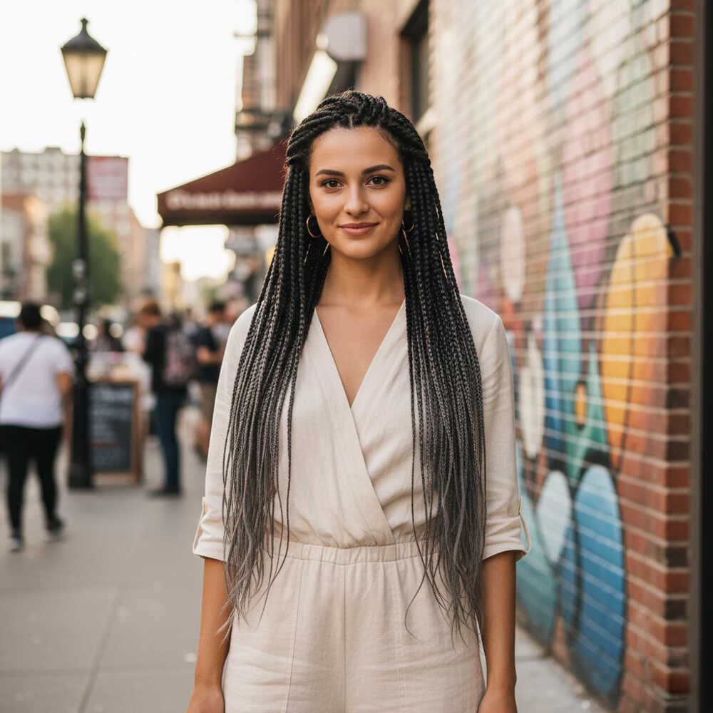 Afrika Örgüsü Ve Rasta İçin Sentetik Ombreli Saç / Siyah / Koyu Gri