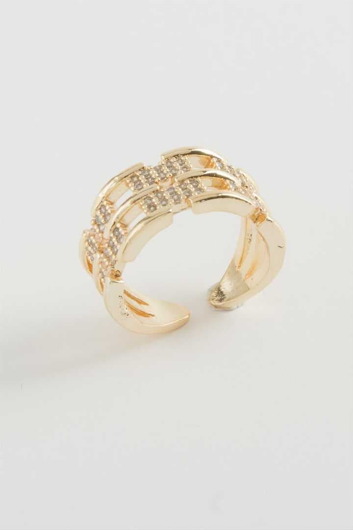 Zincir Şekilli Zirkon Taşlı Yüzük