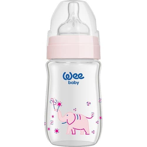 Wee Baby Klasik+ Geniş Ağızlı Cam Biberon 180 ML Pembe