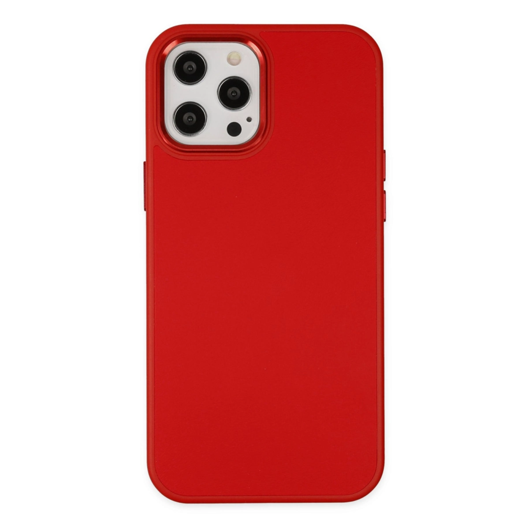 Apple İphone 12 Pro Max Kılıf Asya Deri Silikon - Kırmızı