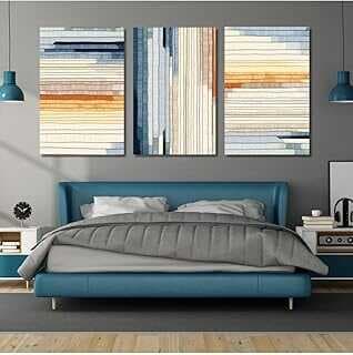 GAAGART 3'lü Kavas Duvar Tablosu Seti Dikey ve Yatay Çizgisel Tasarım 50 x 70 gartM1839