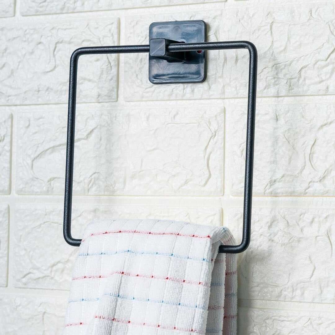 Kendiliğinden Yapışkanlı Siyah Paslanmaz Metal Kare Havluluk (5430)