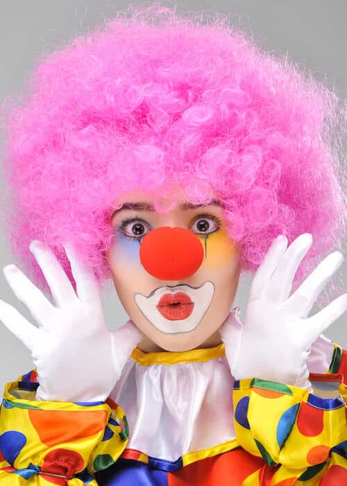 Pembe Renk Kıvırcık Afro Bonus Peruk Takma Saç ve Kırmızı B Seti