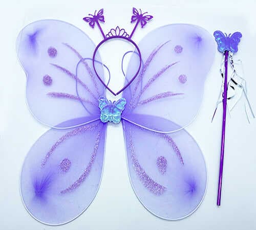 Lila Renk Kelebek Kanadı Tacı ve Sopası 50x37 cm (5430)