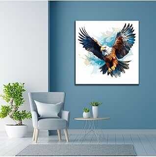 GAAGART Tekli Kare Kavas Duvar Tablosu Kara Kartal İlüstirasyo 50 x 50 gartM8248