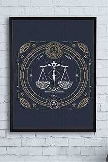 (14507) Siyah Terazi Burcu Tasarım Çerçeveli Tablo 30 x 40