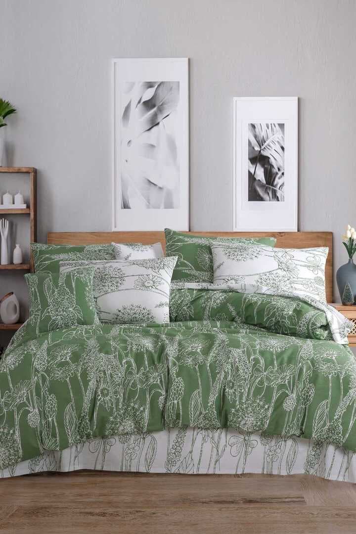 Çift Kişilik Nevresim Takımı Pamuklu Yeşil Düşler