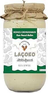 LAÇOKO 1 KG Şekersiz, Katkısız, Glutesiz, Vega, Doğal Az Kavrulmuş (ÇİĞ) Yer Fıstığı Ezmesi (1 KG)