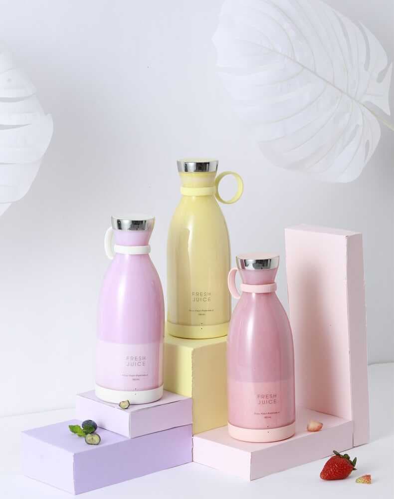 Taşınabilir Blender Taşınabilir Mini Hızlı Blender 350ml Meyve Sıkacağı Kupası Kablosuz Şarjlı Smoothie Milkshake Suyu Bebek Maması için 4 Bıçaklı (4767)