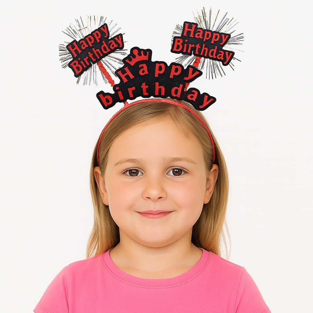 Nessiworld Doğum Günü Kutlaması İçin Kırmızı Taç – Işıltılı Yazılı Parti Tacı