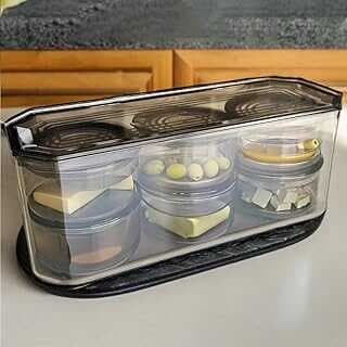 Arsimo 7 Parça Kristal Saklama Kutulu Vakum Kapaklı Kahvaltı Seti | 7'li Kahvaltılık Set Atrasit