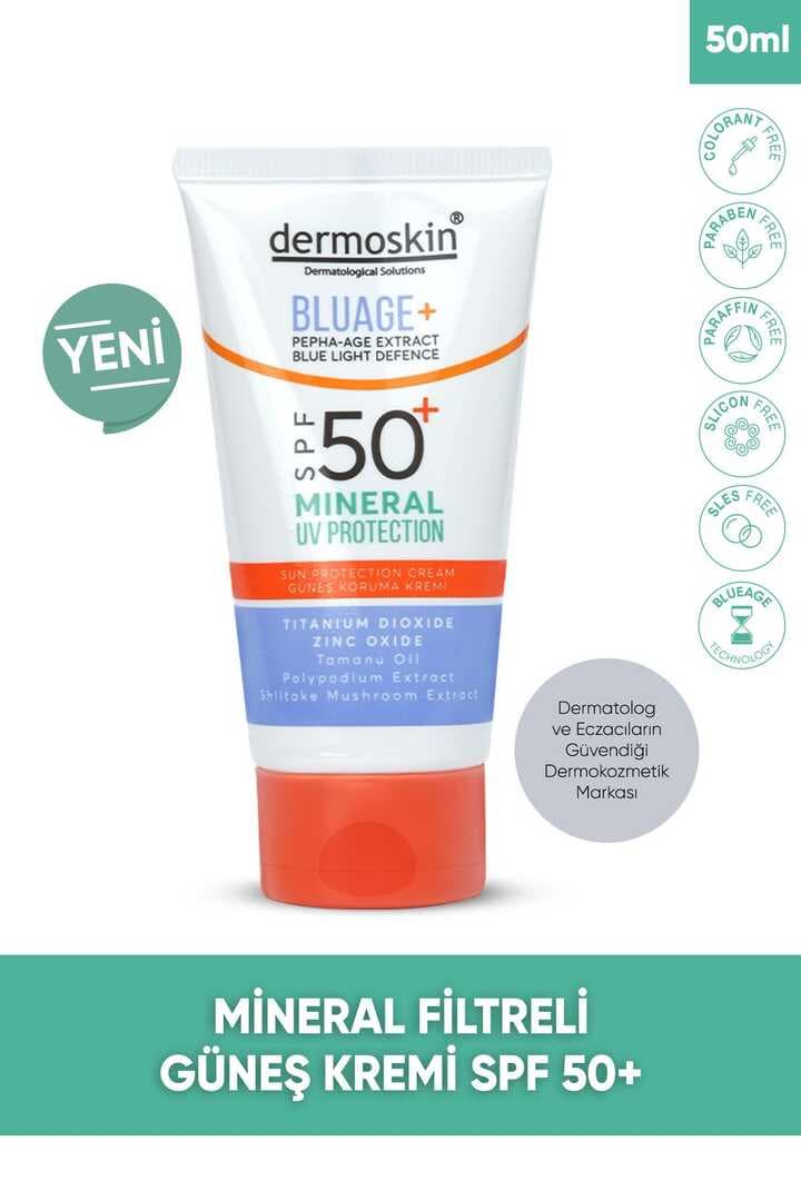 Dermoskin Mineral Filtreli Güneş Kremi Spf50 Mavi Işık Korumalı 03036