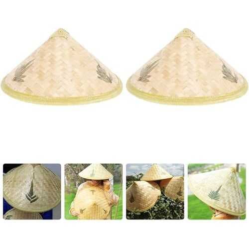 Naturel Renk Cambodia Kamboçyalı Vietnam Şapkası PVC Hasır