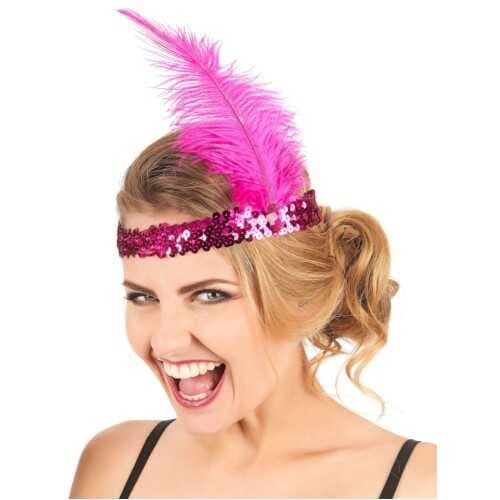 70'ler 80'ler ve 90'lar Temalı Fuşya Renk Çarliston Saç Bandı