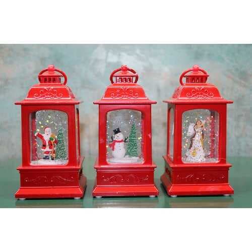 Yılbaşı Temalı Işıklı Müzikli Kar Küresi Kırmızı Tasarımlı