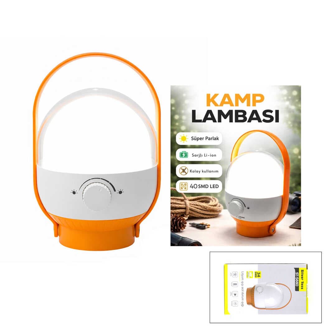 40 LED KAMP LAMBASI - FENER USB ŞARJLI AYARLANABİLİR IŞIK 6.4W - 2400mAh ST-5660 (5430)