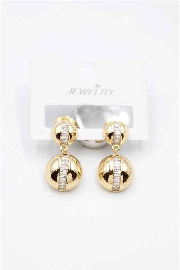 Baget Taşlı Küpe - Altın