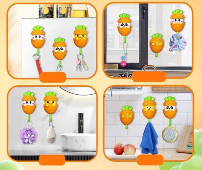 Havuç Tasarımlı Otomatik Açılan Yapışkanlı Askı