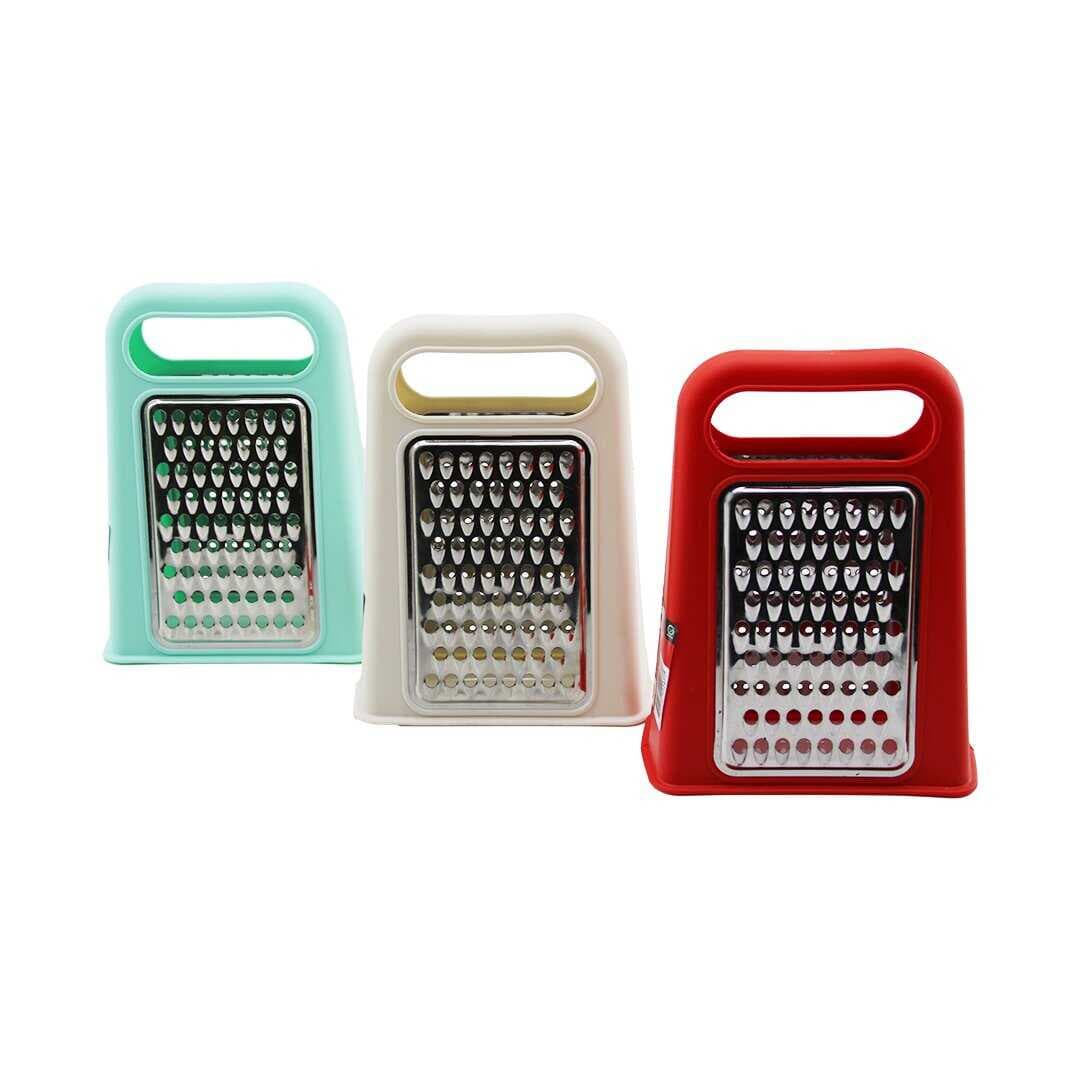 PİRAMİT  METAL MUTFAK RENDESİ ÇİFT YÖNLÜ  RENKLİ PLASTİK ÜSTTEN TUTMALI (5430)