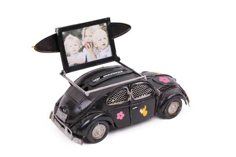 Dekoratif Metal Araba Çerçeveli ve Kumbaralı Vosvos Hediyelik (5579) (477477)