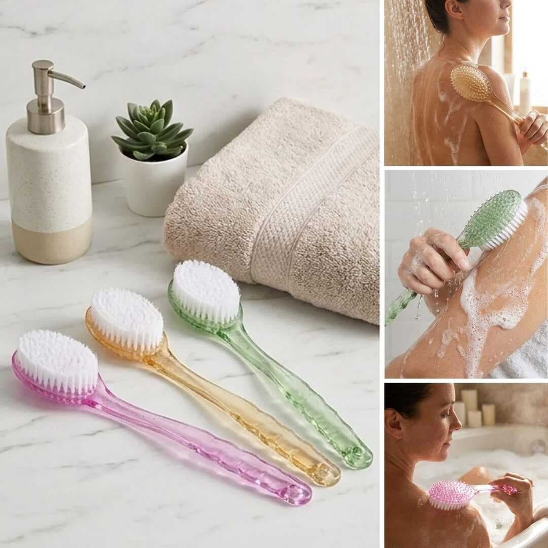 Plastik Saplı Vücut Temizleme Fırçası - Çok Amaçlı Sırt ve Vücut İçin Banyo ve Duş Kese Aparatı (5430)