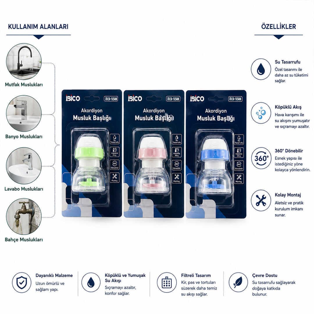 12 ADET MUSLUK UCU FİLTRESİ AKORDİYON - PERVANELİ 360° 16-19MM TÜM MUSLUKLARA UYUM KİREÇLENME YAPMAZ (5430)