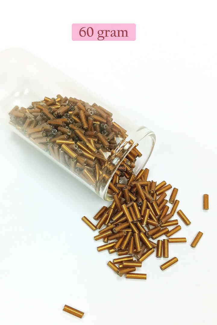Uzun Boru Kesme Boncuk Çap 2mm Uzunluk 10 mm - 60 Gram - Gold - BNC287