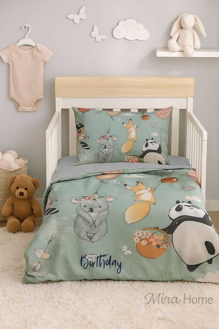 Yenidoğan Kız / Erkek Unisex Bebek Nevresim Takımı %100 Pamuklu Sevimli Hayvanlar