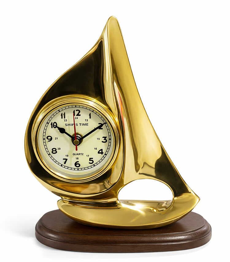 Pirinç Yelkenli Gemi Masa Saati