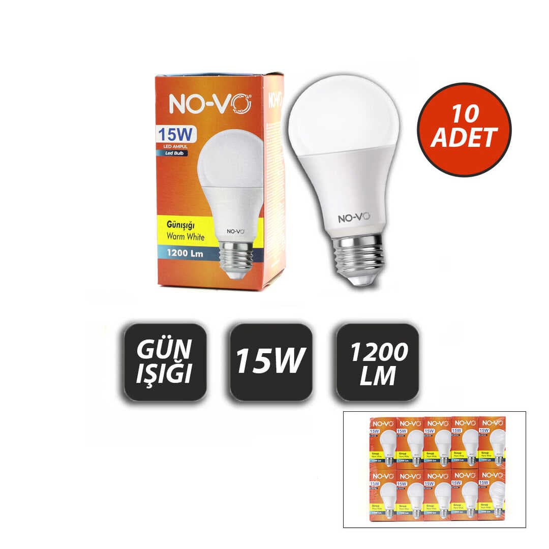 10 ADET 15W GÜN IŞIK LED AMPUL 1200LM 3000K 15.000 SAAT ÖMÜR (5430)