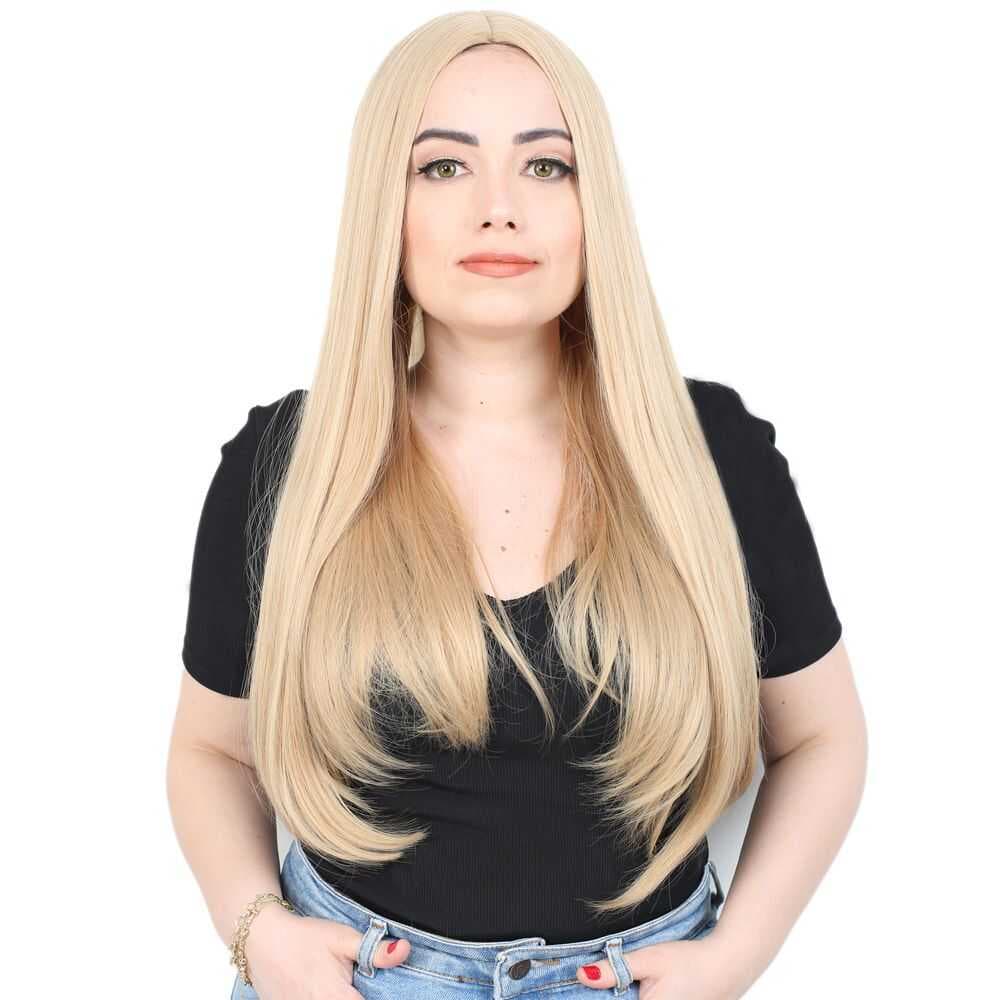 Fiber Sentetik Uzun Düz Peruk / Balköpüğü