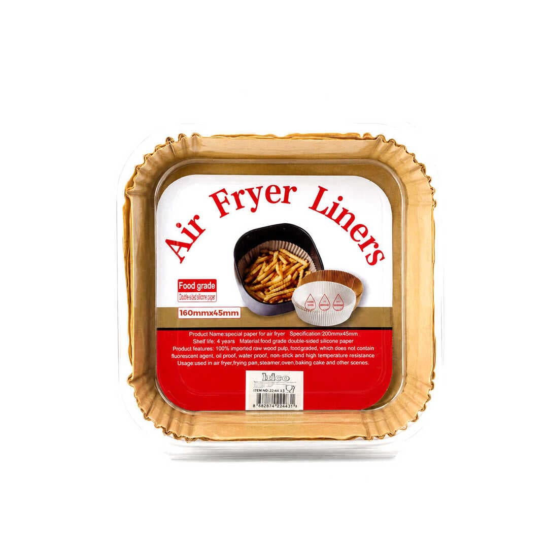 50PCS KARE TABAN: 16CM - KENAR: 4.5CM AİR FRYER PİŞİRME KALIP KAĞIT (5430)