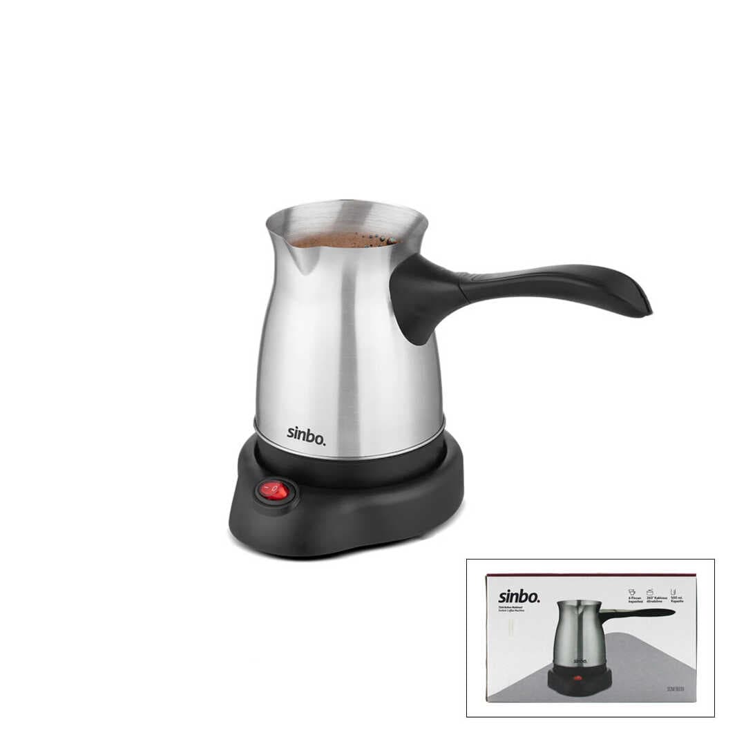 ÇELİK ELEKTRİKLİ CEZVE TÜRK KAHVE MAKİNESİ - 6FİNCAN=500ML 360° KABLOSUZ KULLANIM KATLANIR KULP 600W SCM-9039 (5430)